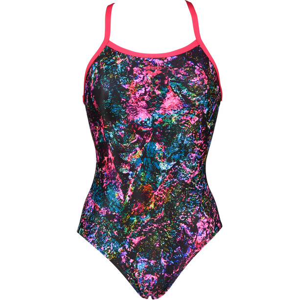 arena Mountains Texture Light Drop Back Swimsuit Women, violet/Multicolore