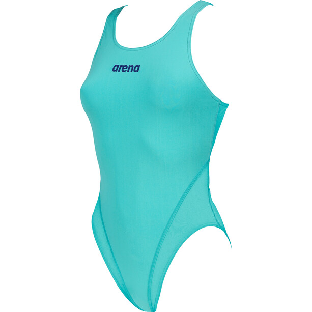 arena Solid Swim Tech High One Piece Swimsuit Dames, turquoise