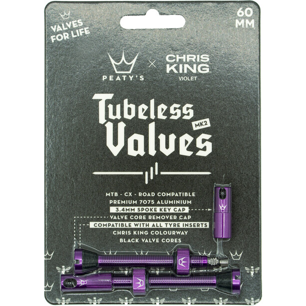 Peaty's X Chris King MK2 Valve tubeless 60mm, violet