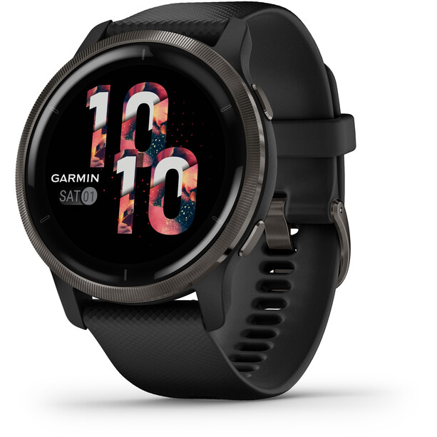 Garmin Venu 2 Smartwatch with Quick Change Silicone Watch Band 22mm, musta