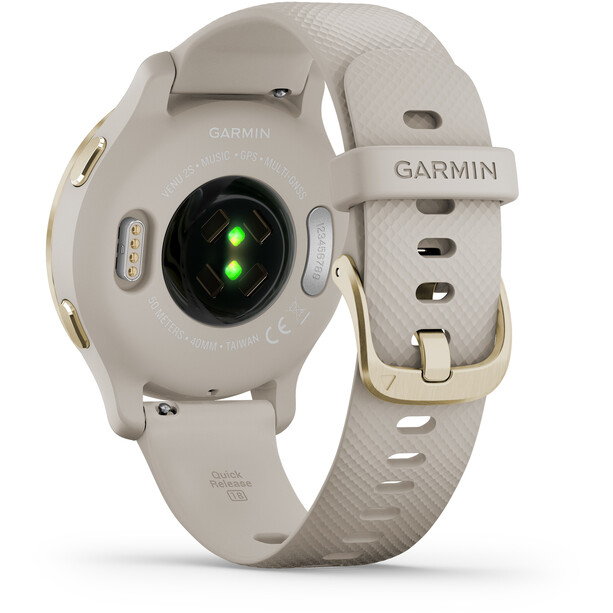 Garmin Venu 2S Orologio intelligente con cinturino in silicone a cambio rapido 18mm, beige/oro