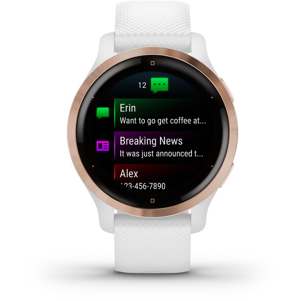 Garmin Venu 2S Smartwatch with Quick Change Silicone Watch Band 18mm, valkoinen/kulta
