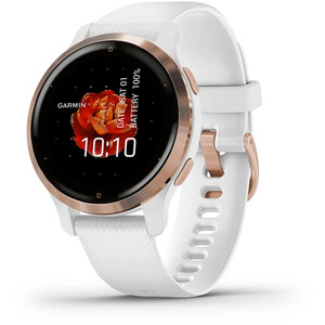Garmin Venu 2S Smartwatch med Quick Change silikone urrem 18mm, hvid/guld hvid/guld