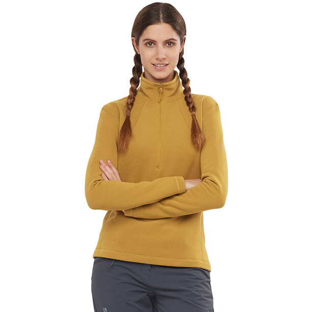 Salomon Transition Half-Zip Langarmshirt Damen gelb
