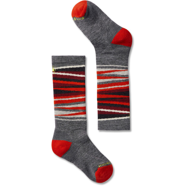 Smartwool Wintersport Full Cushion Stripe OTC Socks Kids, grijs/rood