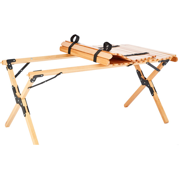 CAMPZ Beech Wood Roll-Out Table 100x60x45cm, marrón