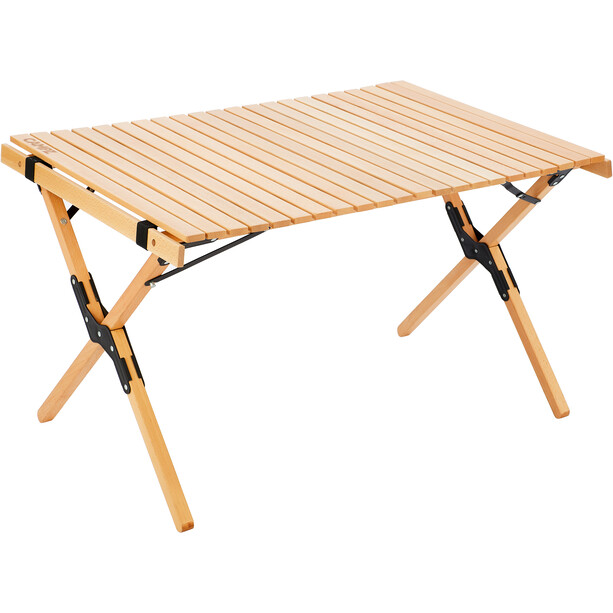 CAMPZ Table à roulettes en hêtre 90x60x53cm, marron