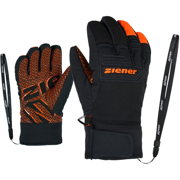 Ziener Lanus AS PR Gloves Kids, zwart/oranje
