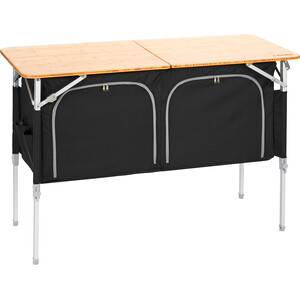 CAMPZ Bamboe tafel 120x50x80cm met opbergplank, bruin/zwart bruin/zwart
