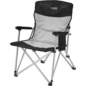 CAMPZ Folding Chair with Steel Armrests, czarny/szary czarny/szary