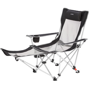 CAMPZ Chaise longue pliante en maille avec repose-pieds amovible, gris/noir gris/noir