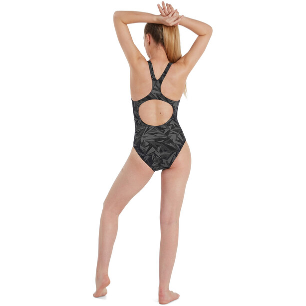 speedo Digital Placement Medalist Swimsuit Women hyper black/oxid/usa charcoal