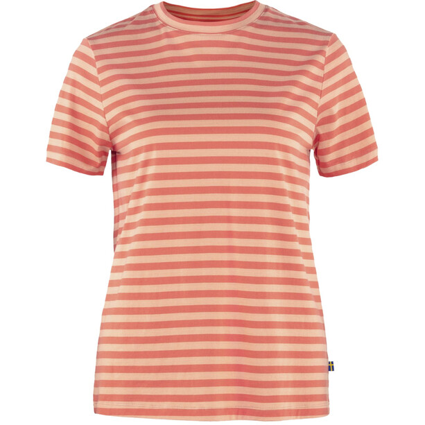 Fjällräven Striped T-paita Naiset, oranssi/punainen