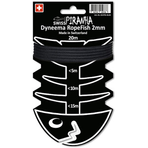 SwissPiranha RopeFish Dyneema Zeltschnur 20m x 2mm schwarz schwarz
