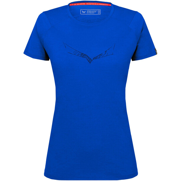 SALEWA Pure Eagle Sketch Alpine Merino Camiseta SS Mujer, azul