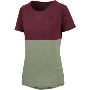 IXS Flow Mountain Tech T-Shirt Dames, rood/olijf