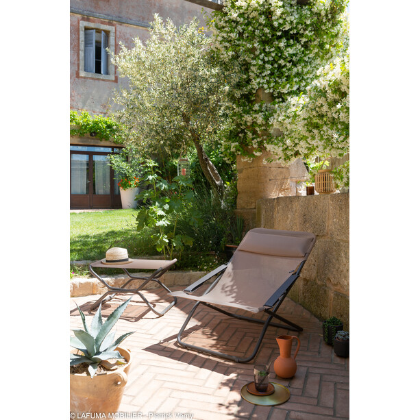 Lafuma Mobilier Transabed Sun Lounger with Cannage Phifertex titane/canyon