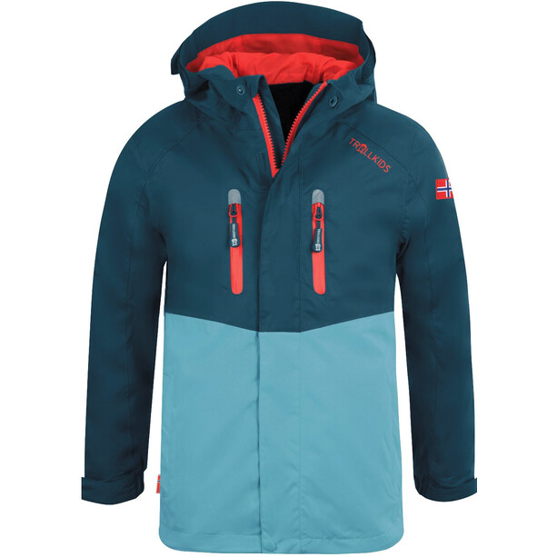 TROLLKIDS Nusfjord Jacket Kids petrol/dolphin blue/spicy red