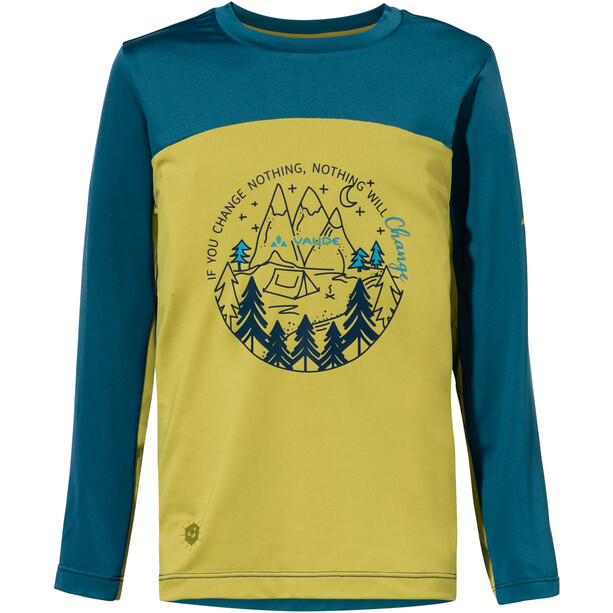 VAUDE Solaro II T-shirts manches longues Enfant, Bleu pétrole/vert