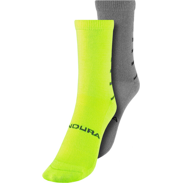 Endura Coolmax Stripe Socks 2-Pack Men neon yellow