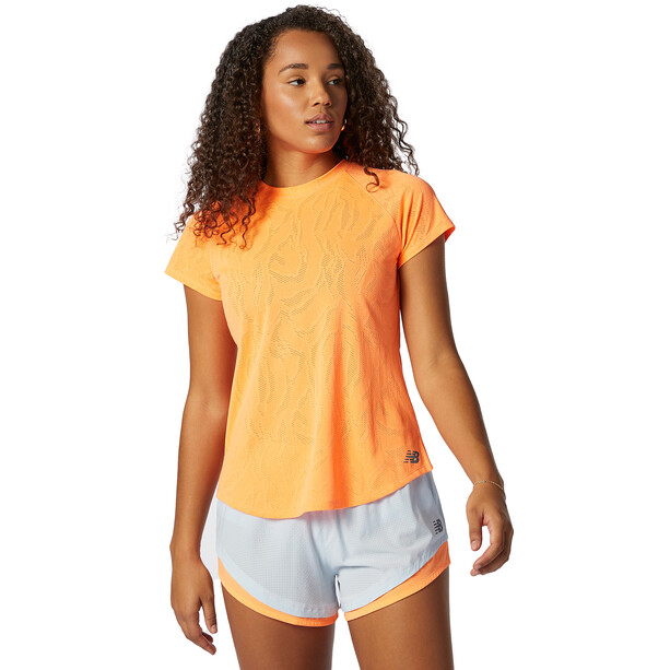 New Balance Q Speed Fuel Jacquard-Shirt mit kurzen Ärmeln Damen orange