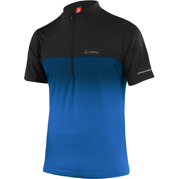 Löffler Flow T-shirt de cyclisme avec zip pectoral Homme, noir/bleu