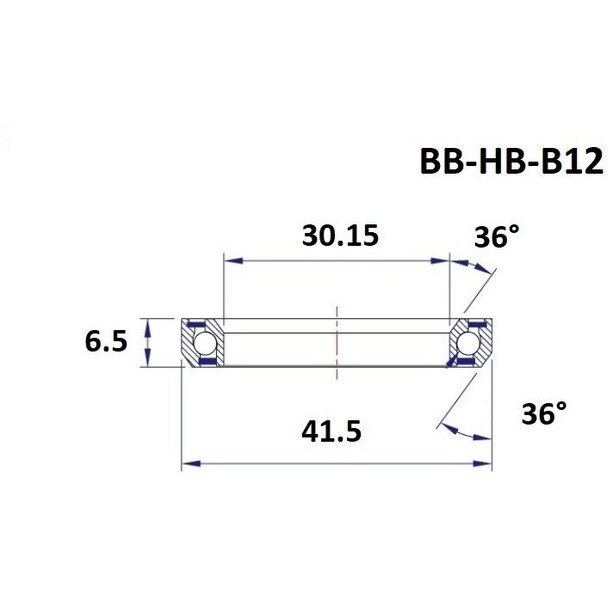 BLACK BEARING Cojinete Headset 1 1/8" 36/36° 30,15x41,5x6,5mm