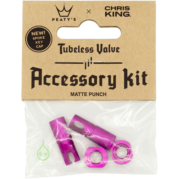 Peaty's X Chris King MK2 Zubehör Set für Tubeless Ventile pink