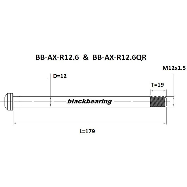 BLACK BEARING Axe traversant à Blocage Rapide Arrière 12x1,5mm