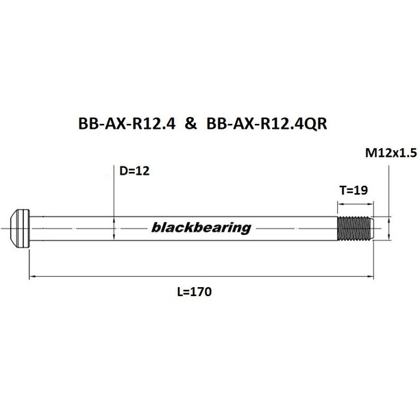 BLACK BEARING Axe traversant à Blocage Rapide Arrière 12x1,5mm