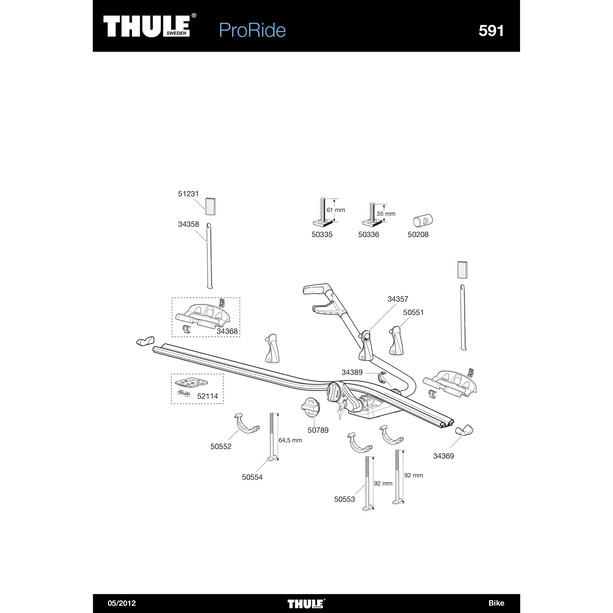 Thule T-schroef voor ProRide 591 fietsendrager 64,5mm M6