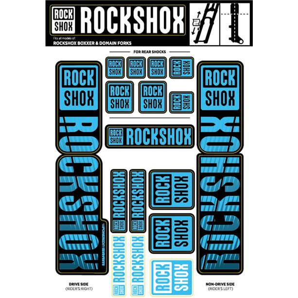 RockShox Boxxer/Domain Sticker Set for Dual Crown Forks with Ø35mm Stanchions dark blue