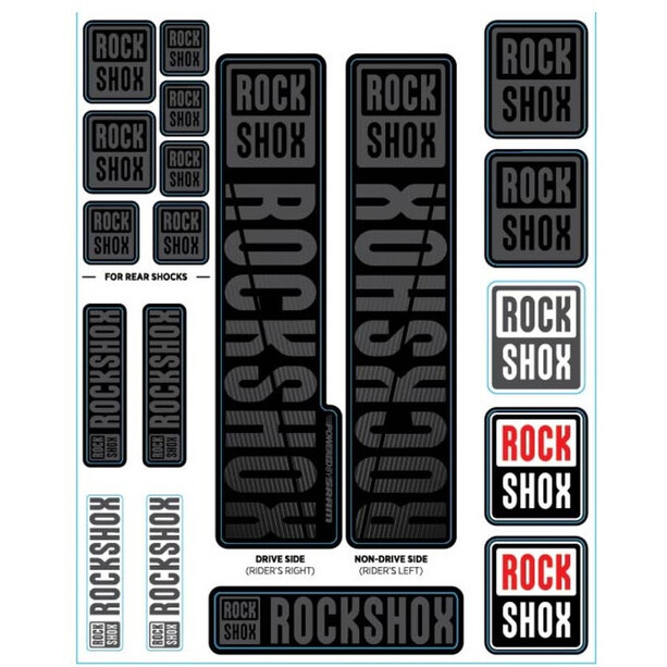 RockShox Aufkleber Set für Einfachbrückengabeln mit Ø35mm Standrohren schwarz