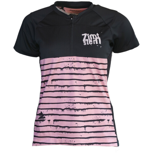 Zimtstern TechZonez T-shirt à manches courtes avec demi-zip Femme, noir/rose