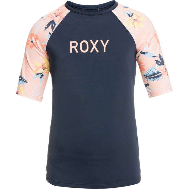Roxy Lycra Printed Kurzarm UV Shirt Mädchen blau/bunt