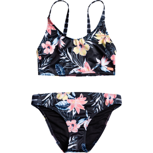 Roxy Flowers Addict Set Crop Top Bikini Ragazza, nero/colorato