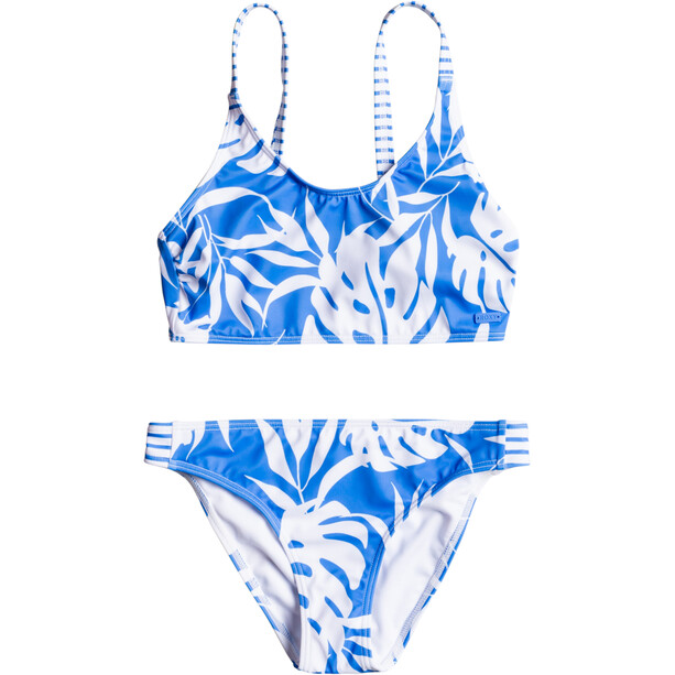 Roxy Flowers Addict Set Crop Top Bikini Ragazza, blu/bianco