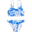 Roxy Flowers Addict Zestaw Bikini Crop Top Dziewczynki, niebieski/biały