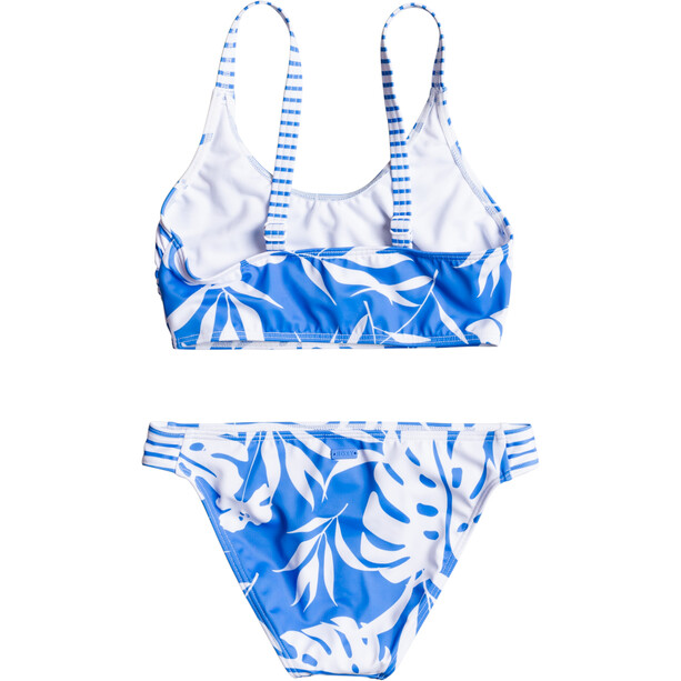 Roxy Flowers Addict Set Crop Top Bikini Ragazza, blu/bianco