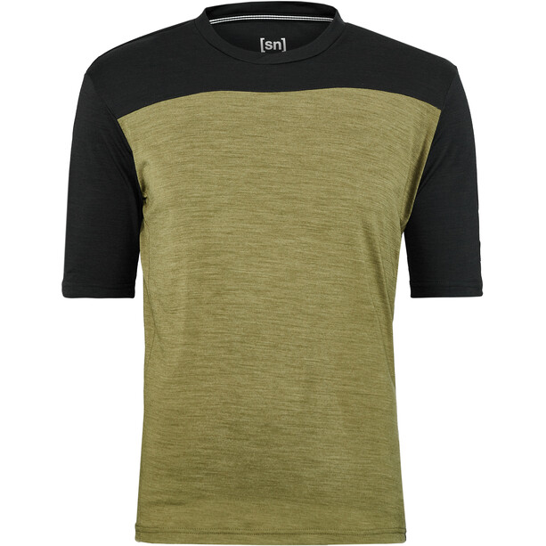 super.natural Contrast T-Shirt oliv/schwarz
