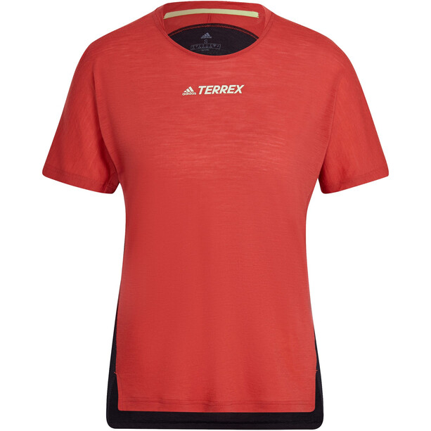 adidas TERREX Agravic Pro Wool Running T-Shirt Women, rojo/negro