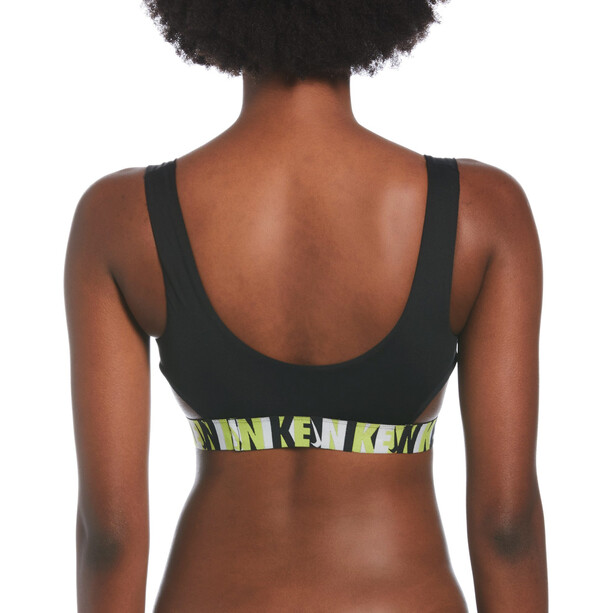 Nike Swim Logo Tape Bikinitop met ronde hals Dames, zwart
