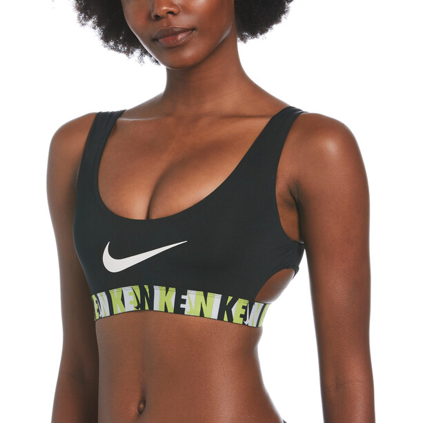 Nike Swim Logo Tape Scoop Neck Bikini Top Women, zwart