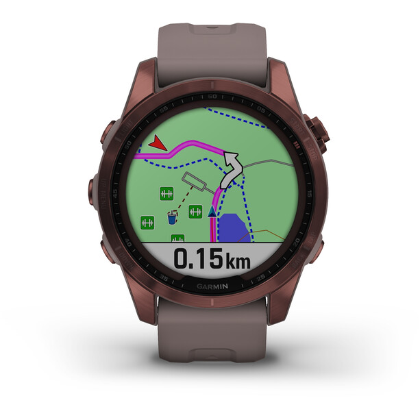 Garmin Fenix 7S Sapphire Solar Smartwatch mit QuickFit Uhrenarmband 20mm grau/braun