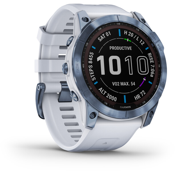 Garmin Fenix 7X Sapphire Solar Smartwatch mit QuickFit Uhrenarmband 26mm weiß/blau