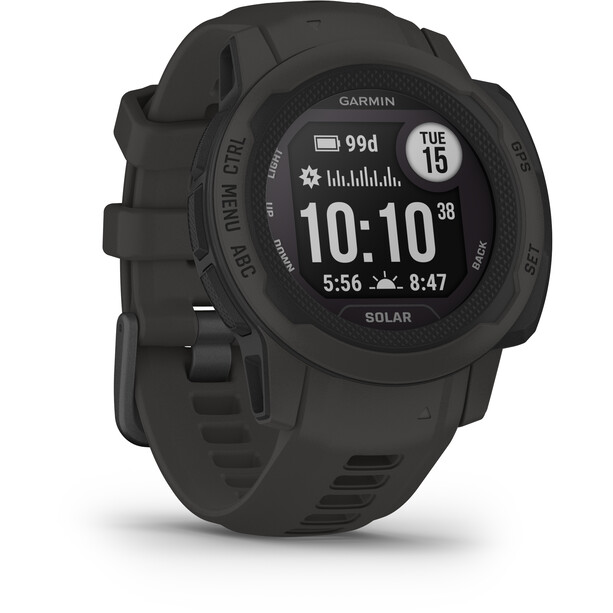 Garmin Instinct 2S Solar Smartwatch mit Silikon Ersatz-Uhrenarmband 20mm grau