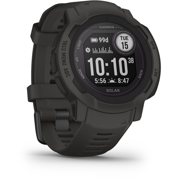 Garmin Instinct 2 Solar Smartwatch mit Silikon Ersatz-Uhrenarmband 22mm grau