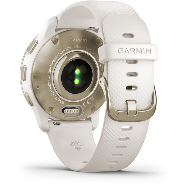Garmin Venu 2 Plus Smartwatch med Silikone udskifteligt urrem 20mm, hvid/guld