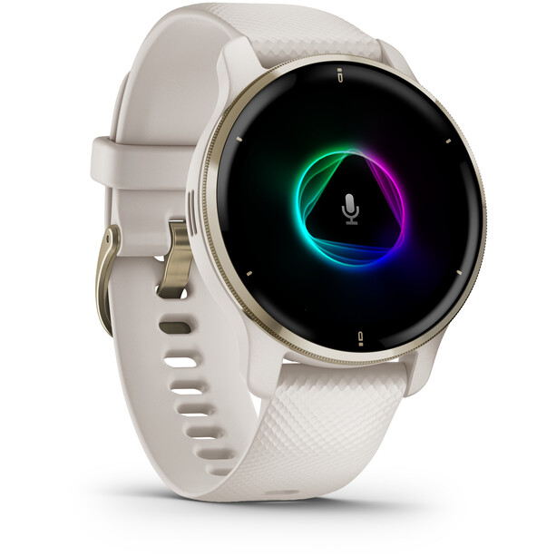 Garmin Venu 2 Plus Smartwatch with Silicone Change Watch Band 20mm, blanc/Or