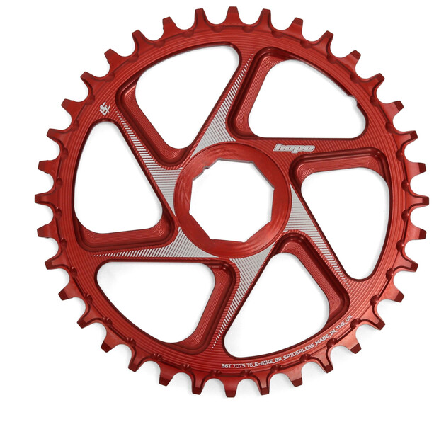 Hope Spiderless Retainer Ring Corona dentata bici elettrica 36T 9/10/11/12 velocità DM per Brose, rosso